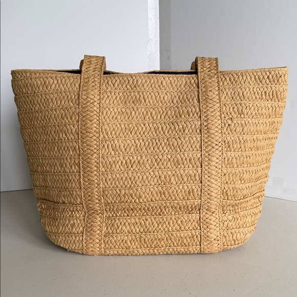 Draper James Straw Bag with Navy Lining - Picture 3 of 16